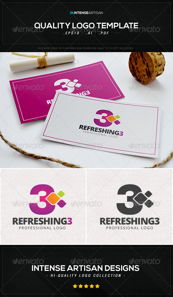 Refreshing 3 Logo Template - Numbers Logo Templates