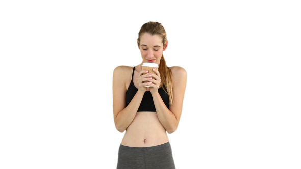 Fit Model Drinking From Disposable Cup
