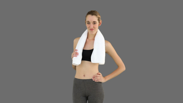 Slim Model Posing With Towel On Her Shoulders 2