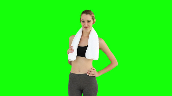 Slim Model Posing With Towel On Her Shoulders 1