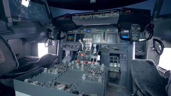 An Empty Cockpit of Airplane alt