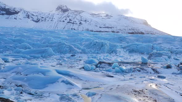 Iceland Blue Glacier Ice Chunks In Winter