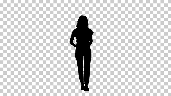 Silhouette woman walking, Alpha Channel alt
