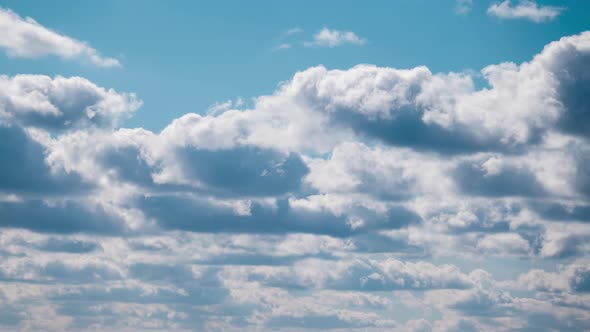 Timelapse of Cumulus Clouds Moves in Blue Dramatic Sky Cirrus Cloud Space alt