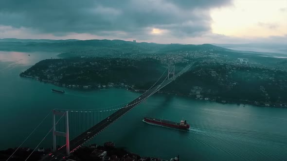Fatih Sultan Mehmet Bridge Aerial Video