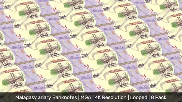 Madagascar Banknotes Money / Malagasy ariary / Currency Ar / MGA/ | 8 Pack | - 4K alt