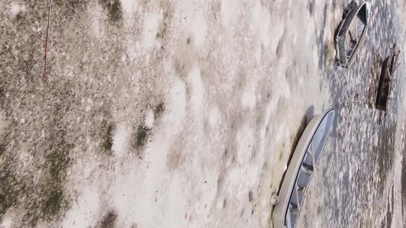 Zanzibar Tanzania  Vertical Video of Low Tide in the Ocean Near the Coast Slow Motion alt