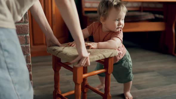 Little Feet Walking on Floor Closeup alt