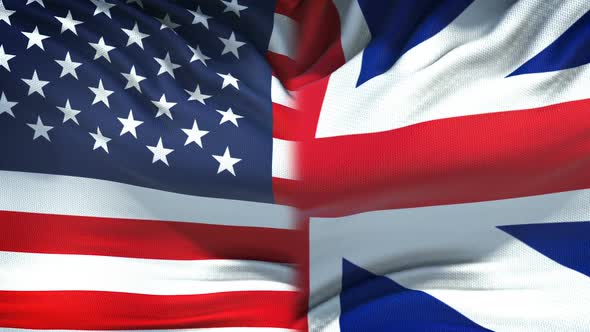 United States and Great Britain Flags Background, Diplomacy, Economic Relations alt