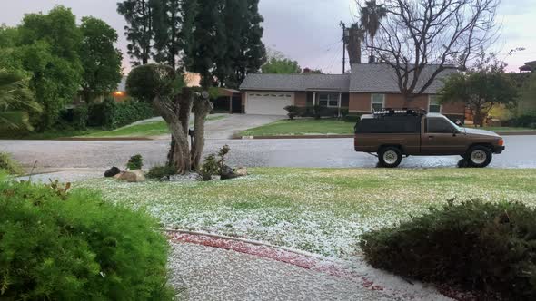 Shot of car paked in the empty street of CA. alt