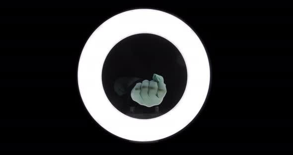 çMan Shows Gestures And Signs With His Hands alt