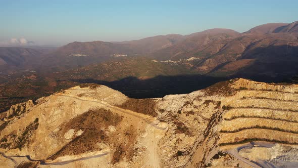 Aerial View of a Gypsum Quarry Mine on the Coast of Crete, Greece