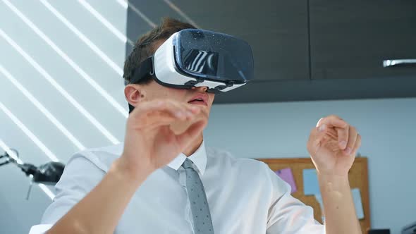 Businessman Wearing Virtual Reality Glasses.