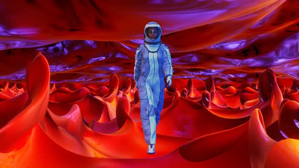 Astronaut on the Red Planet VJ Loop Tunnel