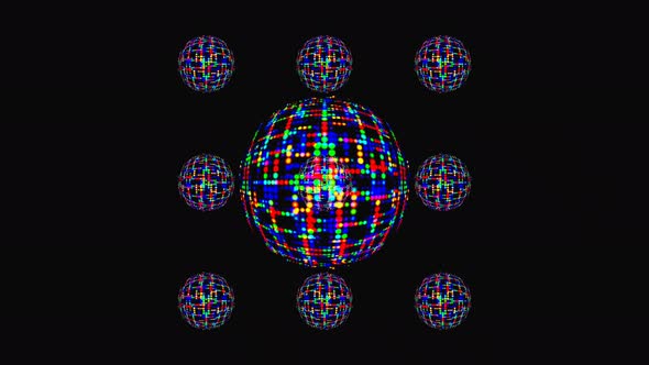 animated round shape of blue flashing lights, on a black background alt