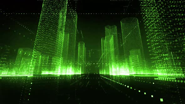 Futuristic City, Smart City Concept, Working Tracking System on City Streets alt