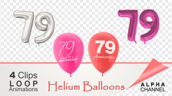 79 Anniversary Celebration Helium Balloons Pack