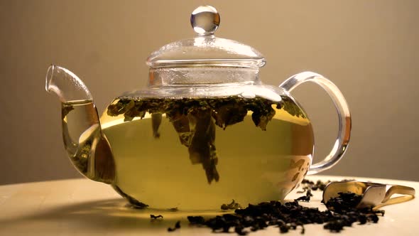 Fast Brewing of Green Tea in Tea Pot