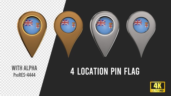 Fiji Flag Location Pins Silver And Gold alt
