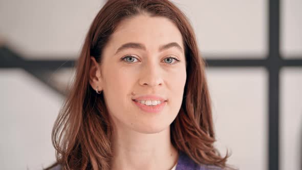 Close Up Face Young Female Indoors