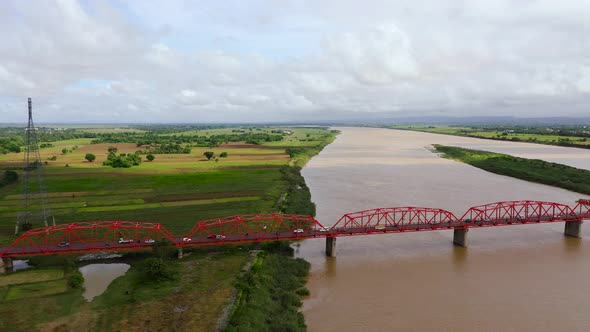 Bridge Over the Cagayan River, Philippines, Aerial View alt
