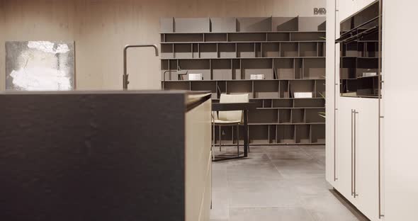 Modern Kitchen Room with Minimalist Dining Table alt