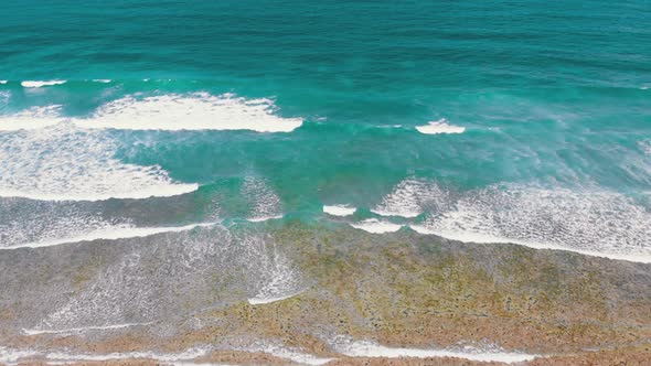 Ocean Coastline and Barrier Reef at Low Tide Zanzibar Matemwe Aerial View alt