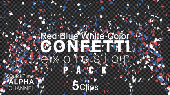 Red Blue And White Color Explosions Confetti Pack