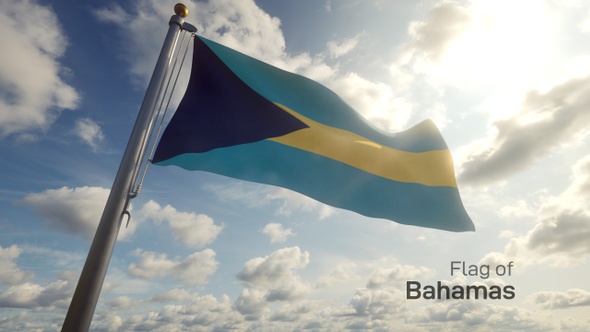 Bahamas Flag on a Flagpole alt
