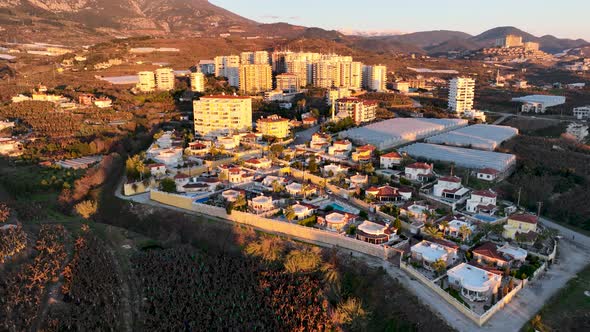 Cottage Complexes Aerial View 4 K Turkey Alanya alt
