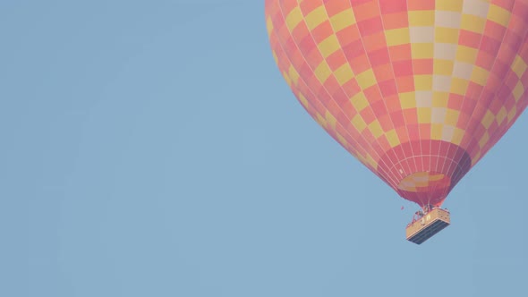 Hot Air Colorful Balloon Fly Over the White Limestone Mountains alt
