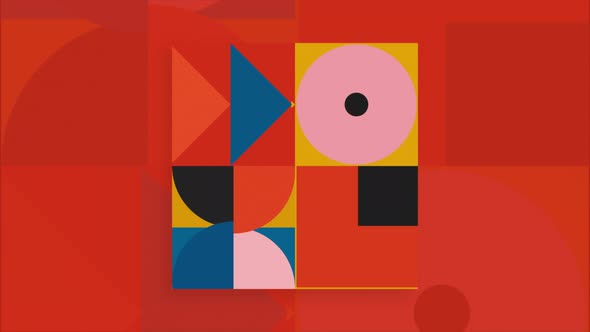 Geometric Retro Animation with Moving Figures alt