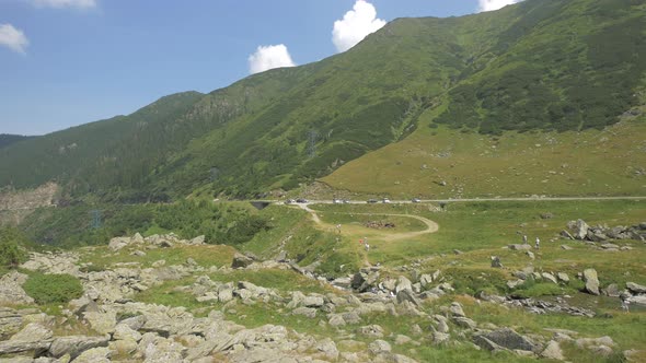 Panoramic view of a valley near Transfagarasan road