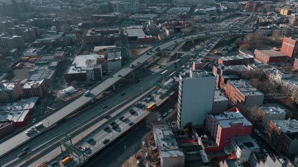 Cars Driving on Multilevel Highway in New York alt