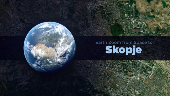 Skopje (North Macedonia) Earth Zoom to the City from Space