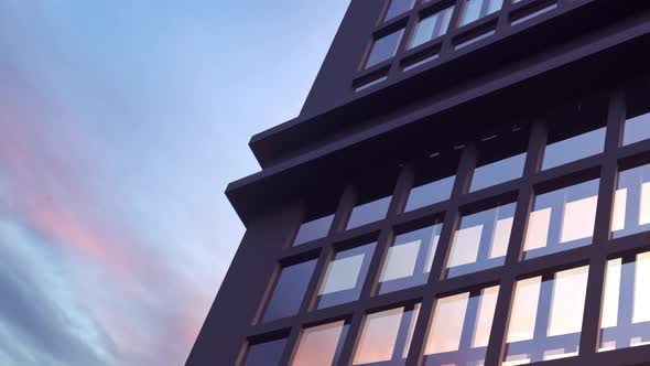 Skyscraper Facade Moving Seamless Loop with Sky Reflections alt