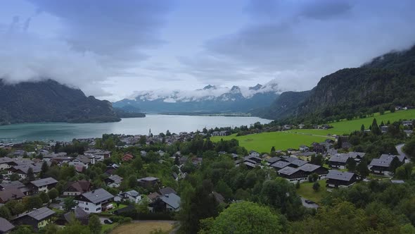 Picturesque Aerial View of Lake Wolfgangsee in Austria alt