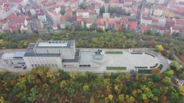 Aerial View of National Monument on Vitkov Hill - National War Memorial and History Museum, Prague