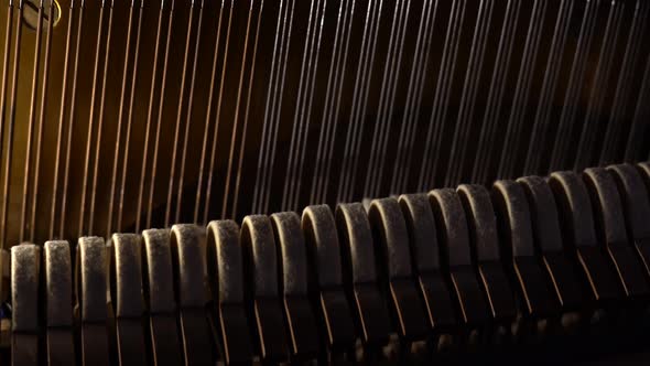 the hammers of the piano inside view