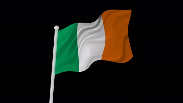 Ireland Flag Flying Animated Black Background alt