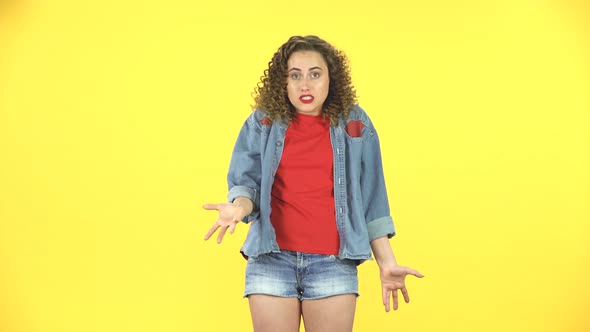 Indignant Girl Screaming, Shows a Hand Sign at the Head About Abnormality, Twists His Finger at His alt