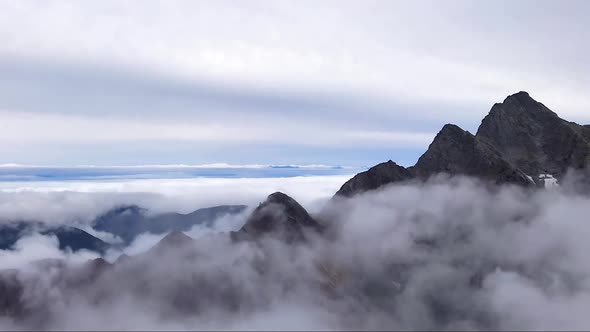 Time Lapse Of Mountain Peaks Among Clouds And Fog In Kamikochi Azumi National Park, Kita-Hodaka Moun alt