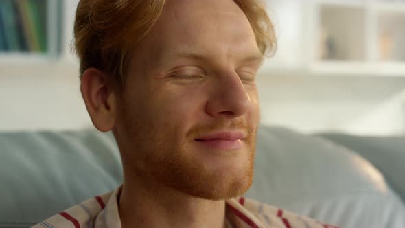 Happy Businessman Enjoy Weekend at Home Closeup alt