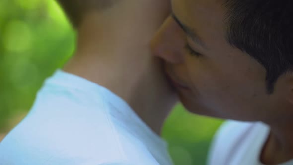 Homosexual Couple Kissing Close Up, Sensuality and Passion, Gay Marriage alt