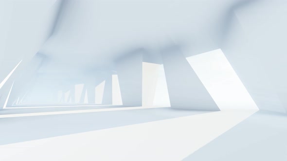 Rectangular Walls And Bright Light With Futuristic Empty White Corridor 04 alt