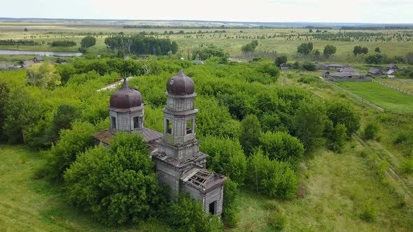 Abandoned Wooden Church In A Village