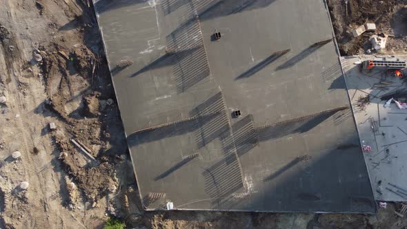 The Huge Metal Structure on the Construction Site Aerial View