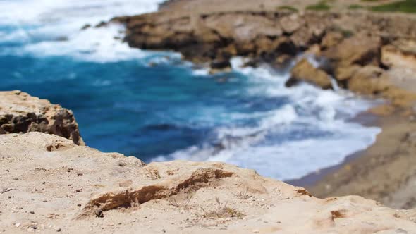 Landscape Footage of Sea Blue Water and Rocks Sunny Daytime Seascape Devastating and Spectacular alt