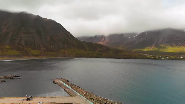 Beautiful Aerial View of Olafsfjordur Landscape in Summer Season Iceland alt