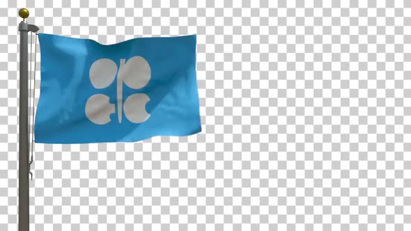OPEC Flag on Flagpole with Alpha Channel - 4K alt